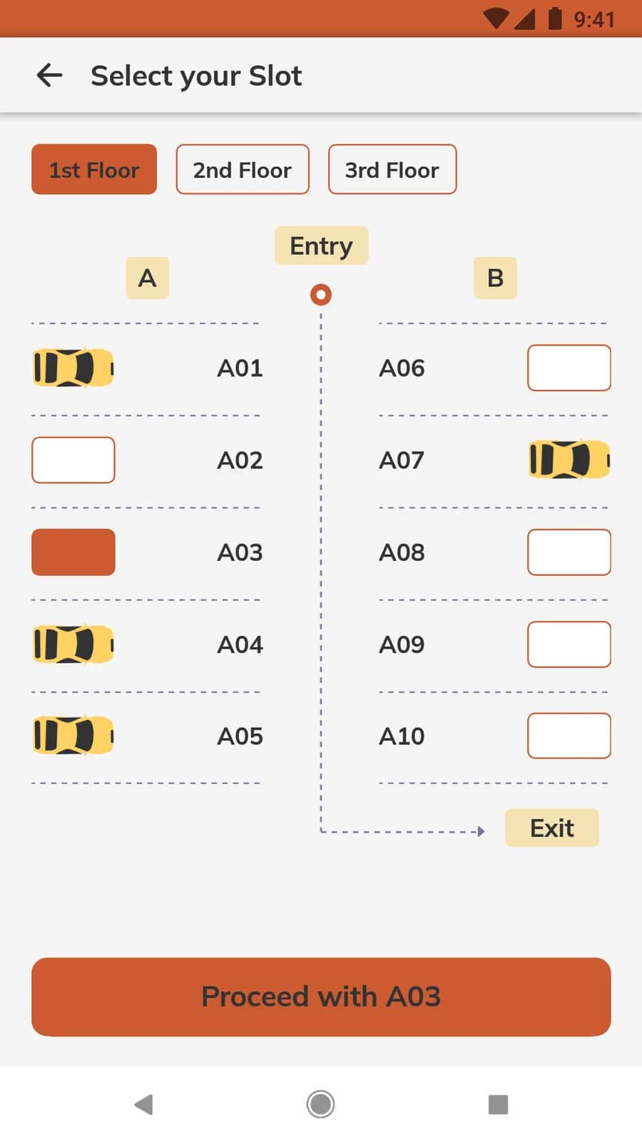 Live floor map for choosing an exact parking spot