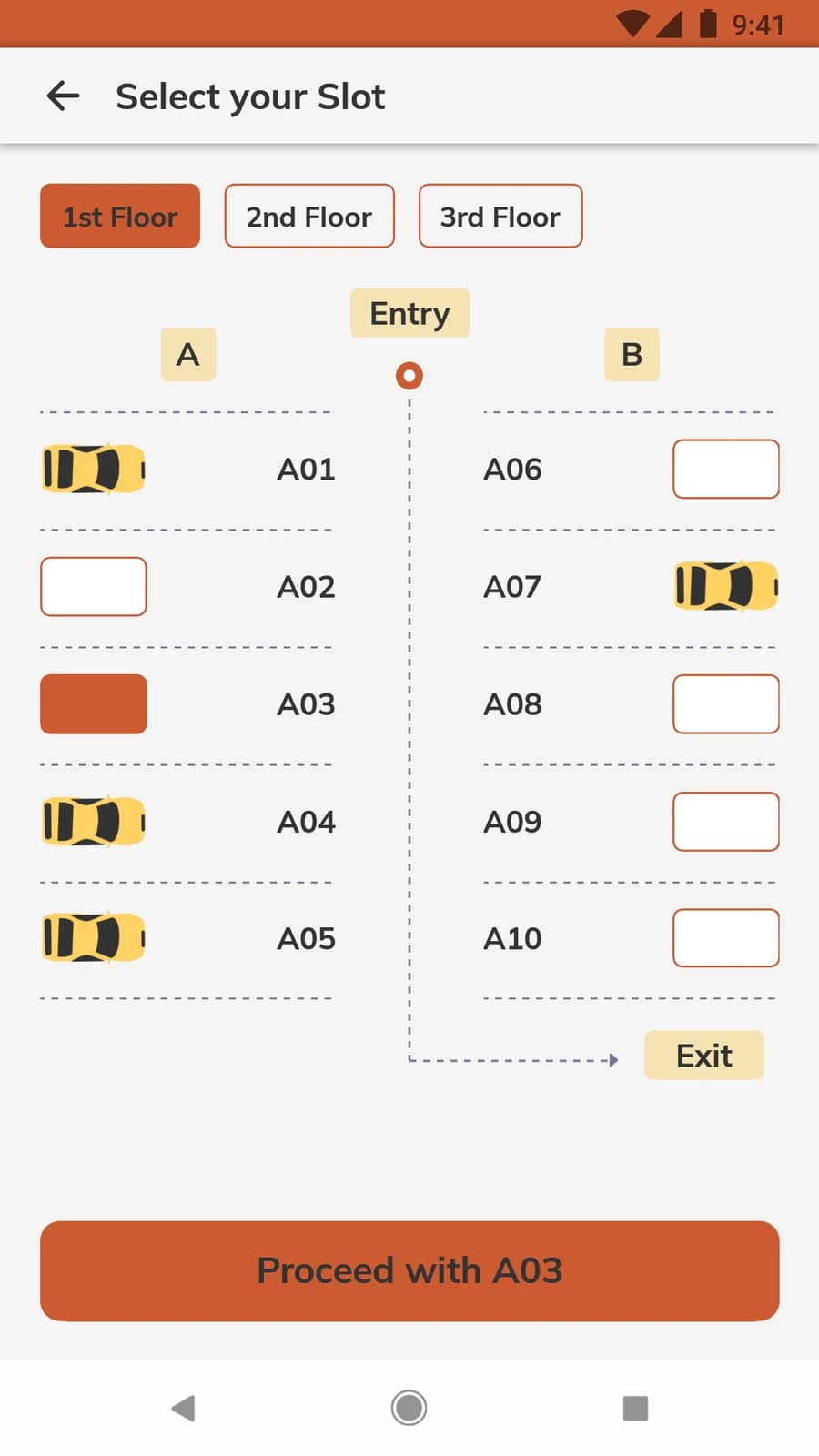 Live floor map for choosing an exact parking spot